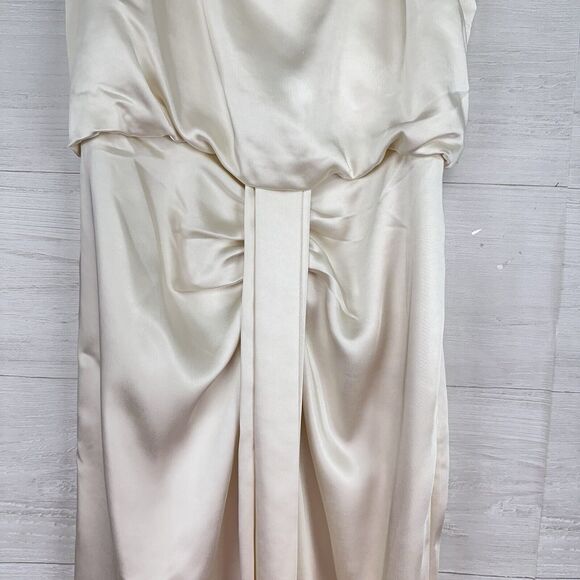 Revolve L'Academie Alicia Satin Midi Dress S Ivory Sleeveless Pleated Si… - Picture 5 of 16